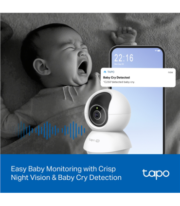 TP-LINK | Tapo C250 | Pan/Tilt AI Home Security Wi-Fi Camera | PTZ | 8 MP | 4mm/F1.6 | H.265 | MicroSD Card up to 512 GB