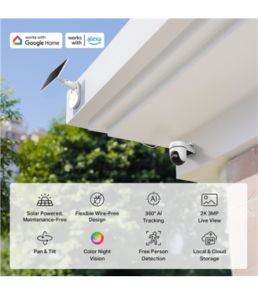 TP-LINK TC90 KIT | Solar-Powered Pan/Tilt Security Camera Kit | 3 MP | 4mm/F1.6 | MicroSD Card Up to 512 GB