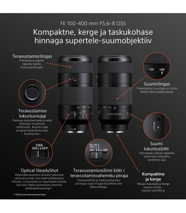 Sony FE 100-400mm f/5.6-8.0 OSS objektiiv