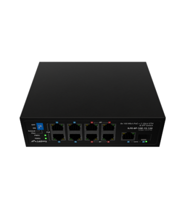 Lanberg | Switch PoE 4xBT 4xAT SFP/ETH Din Unmanagment Fast Ethernet | ILFE-8P-1GE-1S-120 | Unmanaged | Din rail, Rack