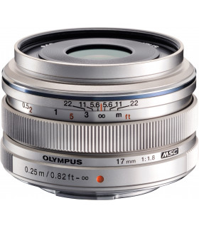 M.Zuiko Digital 17mm f/1.8 objektiiv, hõbedane