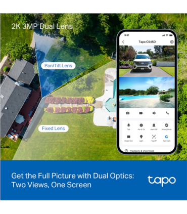 TP-LINK | Dual Lens Security Wi-Fi Camera | Tapo C545D | Dome | 3 MP | 6mm | IP66 | H.264 | MicroSD, up to 512 GB