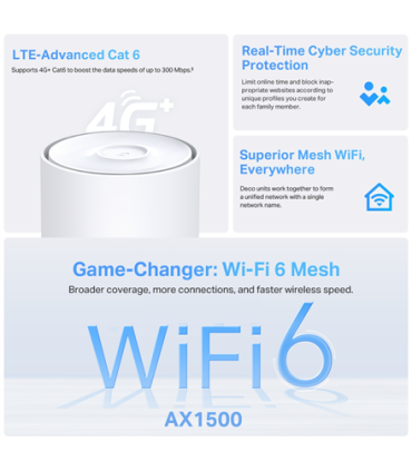 TP-LINK Deco X10-4G(1-pack) 4G+ AX1500 Whole Home Mesh Wi-Fi 6 Router | TP-LINK | 4G+ AX1500 Whole Home Mesh Wi-Fi 6 Router | De