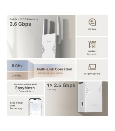 TP-LINK WRL RANGE EXTENDER 3600MBPS/DUAL BAND RE235BE 