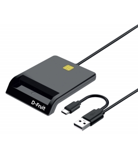 D-Fruit ID-kaardi lugeja USB-A/USB-C DF174, must