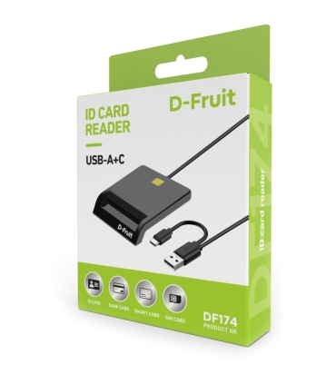 D-Fruit ID-kaardi lugeja USB-A/USB-C DF174, must