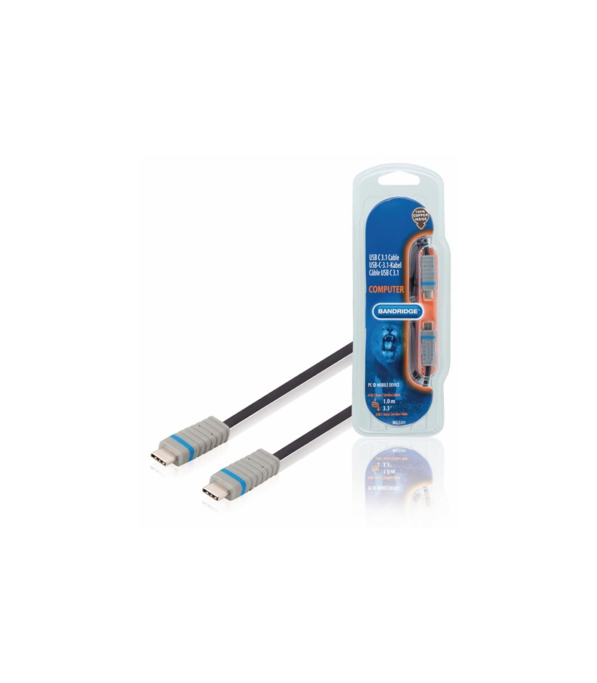 Garantie Arbitrage Grondig Bandridge BCL5201 USB 3.1 Type C M-Type C M 1m
