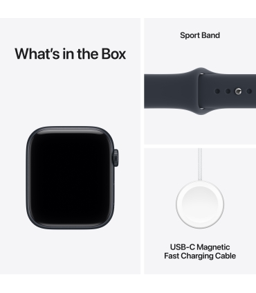 Apple Watch SE 3 GPS 44mm Midnight Aluminium Case with Navy Blue Sport Band - M/L