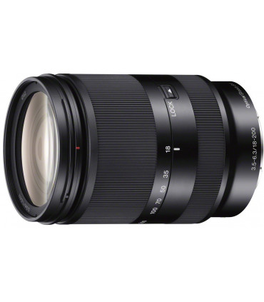 Sony E 18-200mm f/3.5-6.3 OSS objektiiv, must