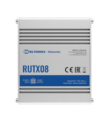 Teltonika Industrial Router  RUTX08 No Wi-Fi, 10/100/1000 Mbit/s, Ethernet LAN (RJ-45) ports 4, 1