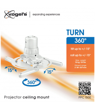 Vogels Projector Ceiling mount, Turn, Tilt, Maximum weight (capacity) 15 kg, White