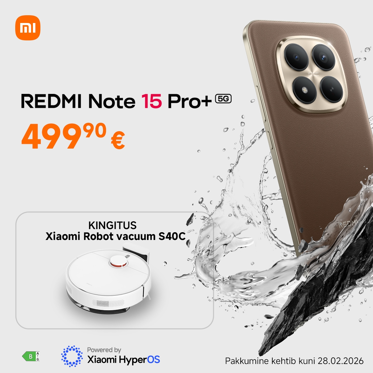 Redmi Note 15 Pro+ 5G ostuga kingituseks robottolmuimeja Xiaomi S40C