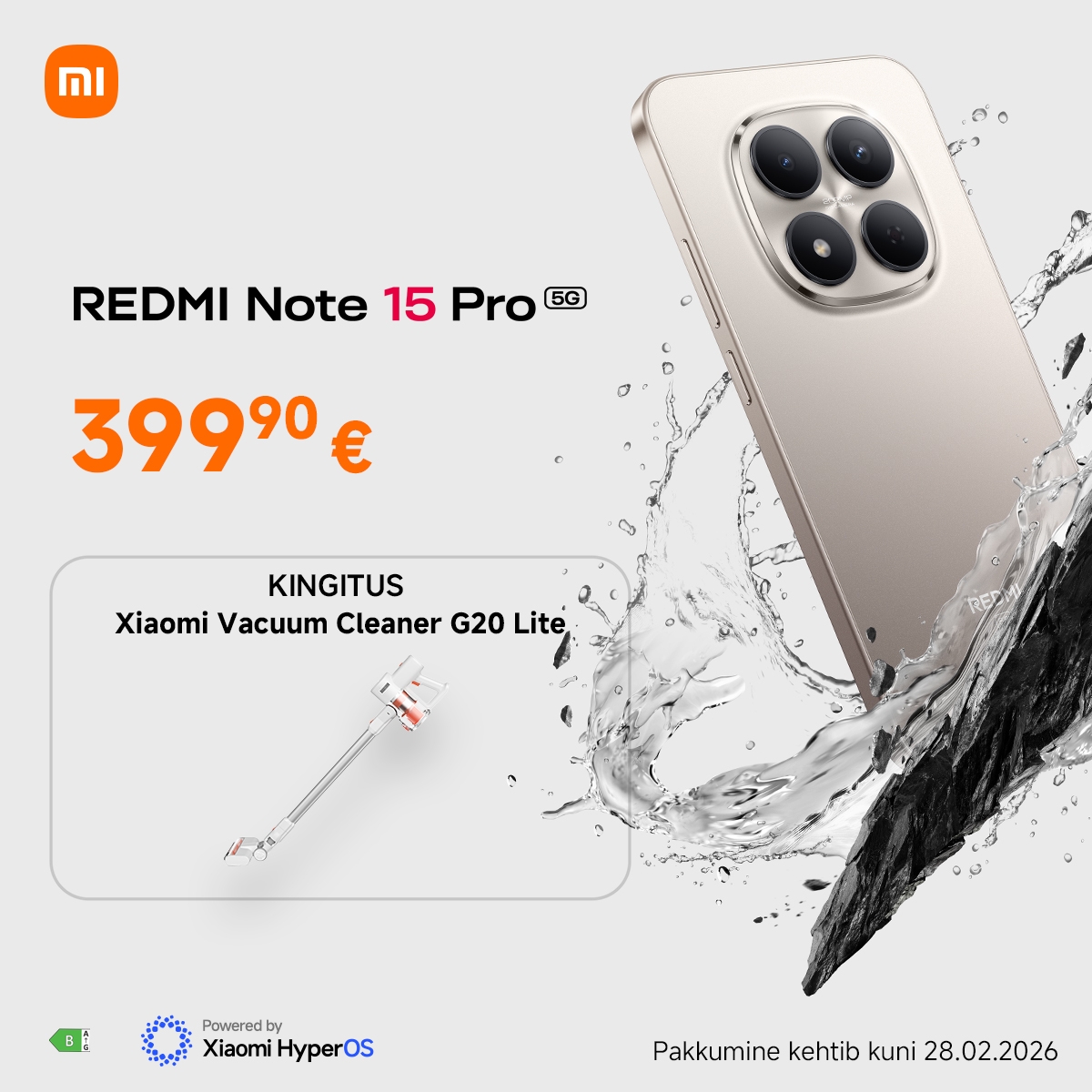 Redmi Note 15 Pro 5G ostuga kingituseks varstolmuimeja Xiaomi G20 Lite