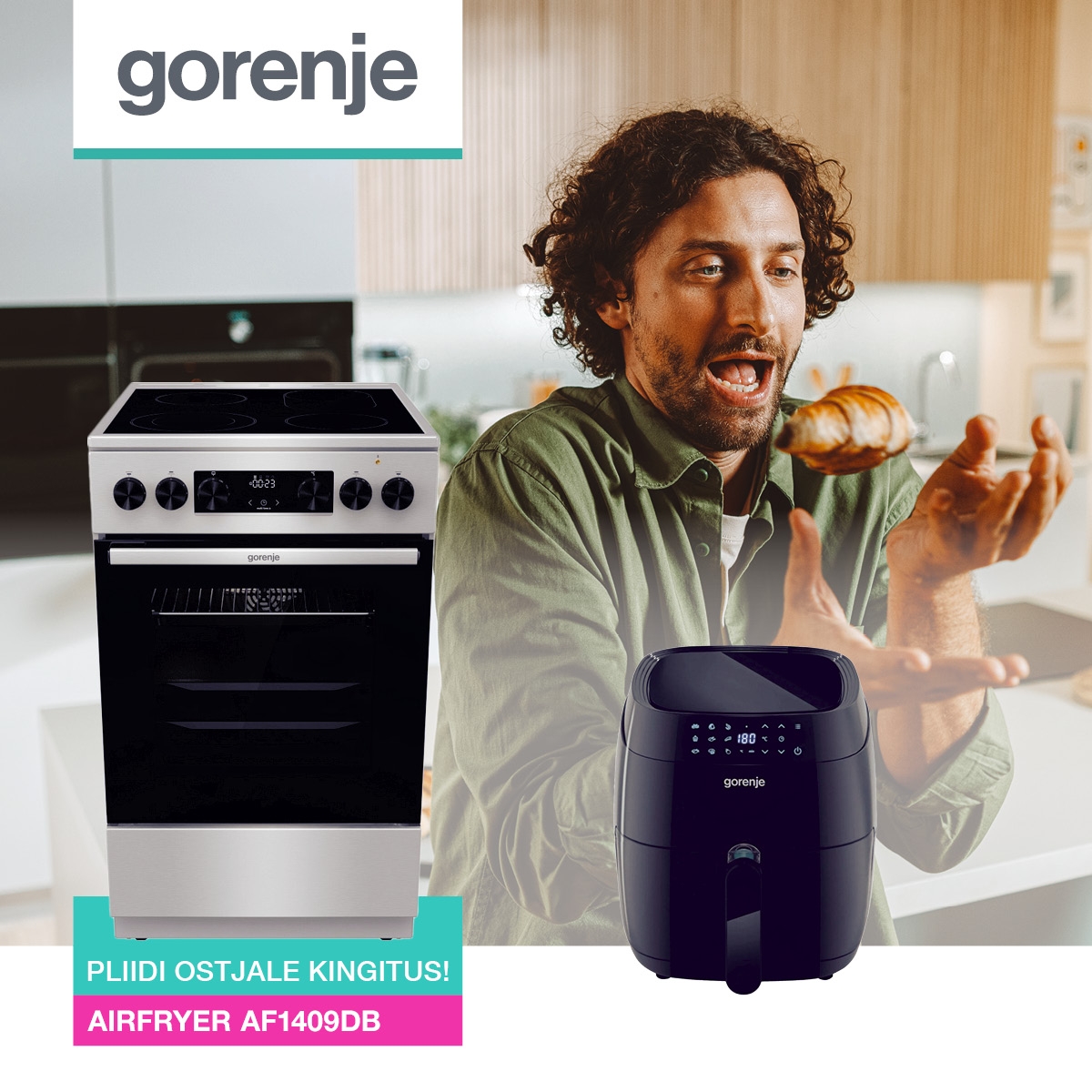 Gorenje gaasi- või elektripliidi ostjale kingituseks kuumaõhufritüür AF1409DB