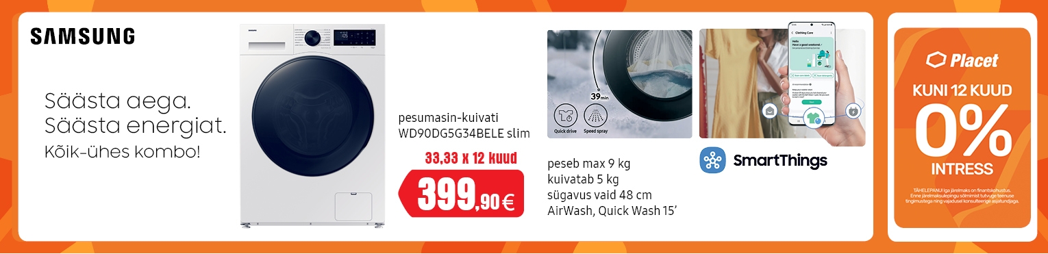 Samsung WD90DG5G34BELE kuivatiga