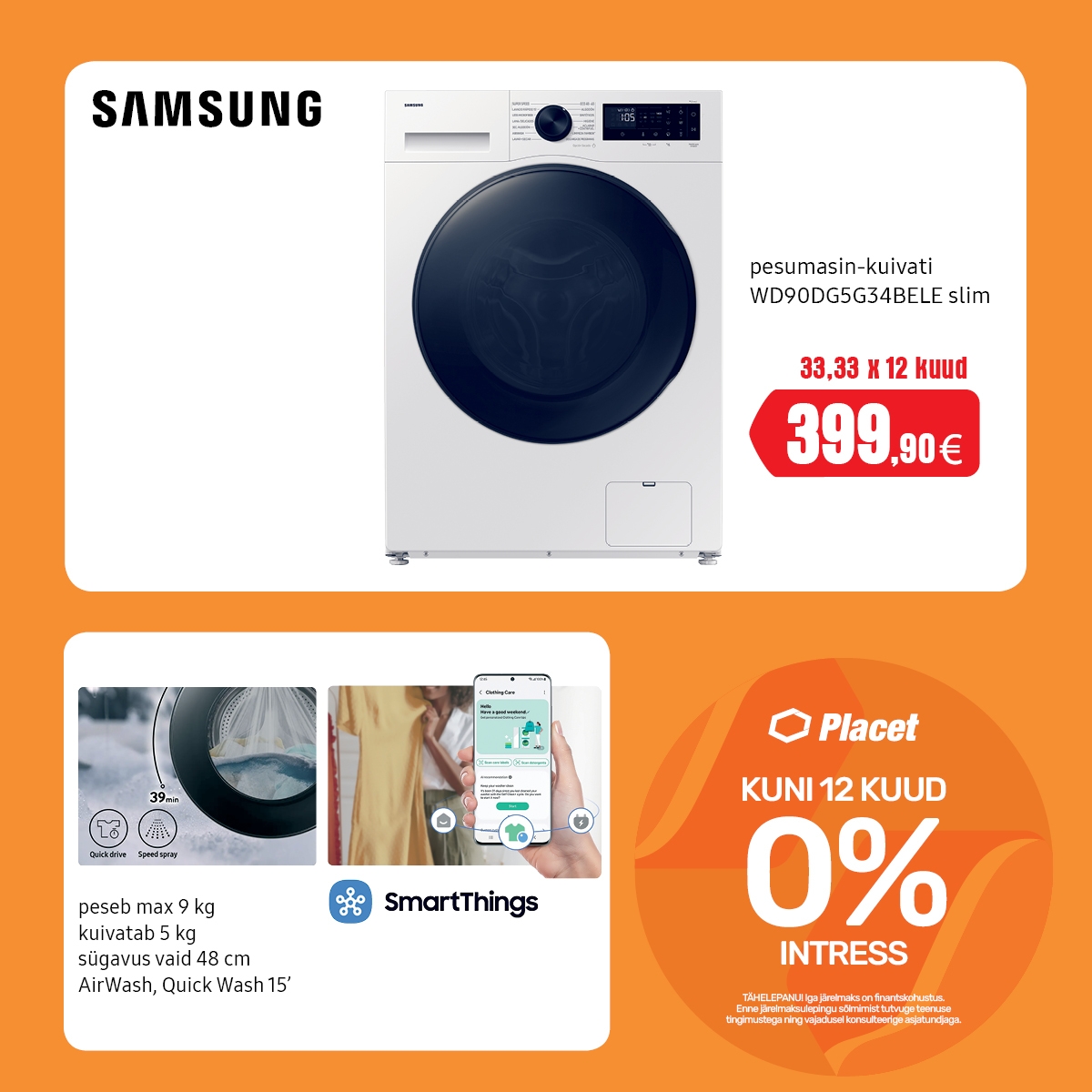 Samsung WD90DG5G34BELE kuivatiga