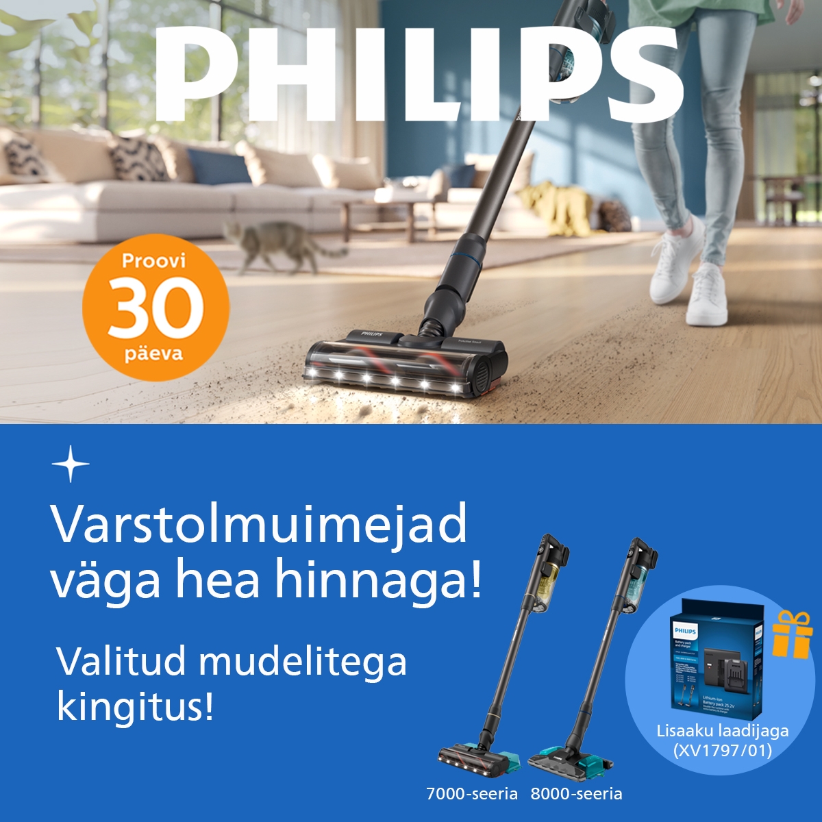 Philips Aqua (Plus) 7000/8000 varstolmuimejaga kingituseks lisaaku!