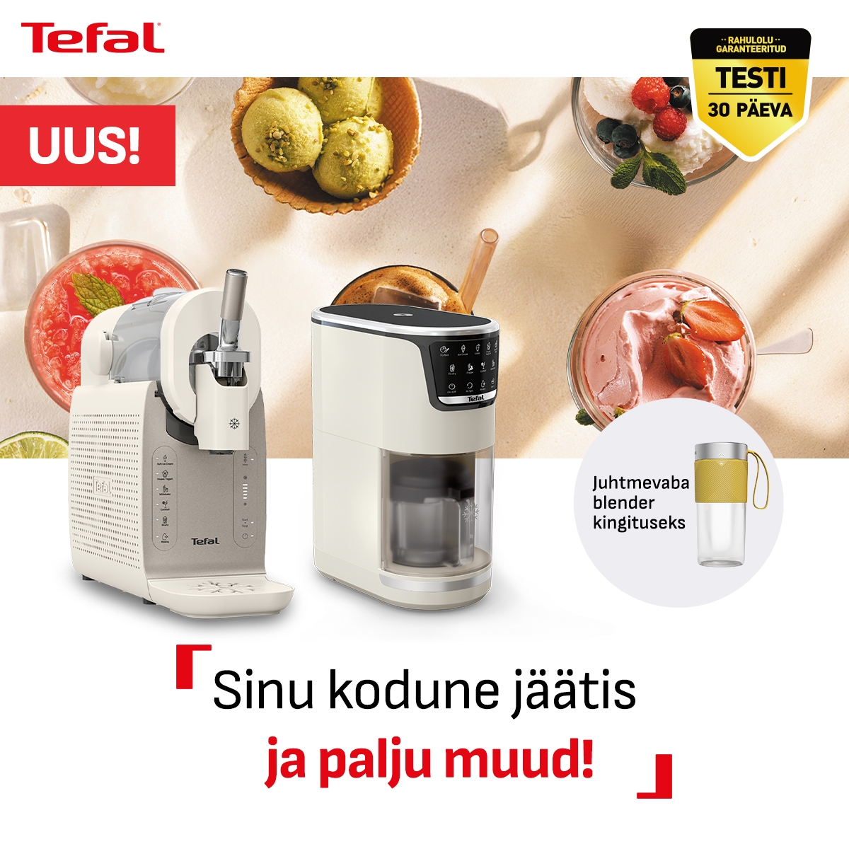 Tefal Dolci jäätisemasinaga kingituseks juhtmevaba blender