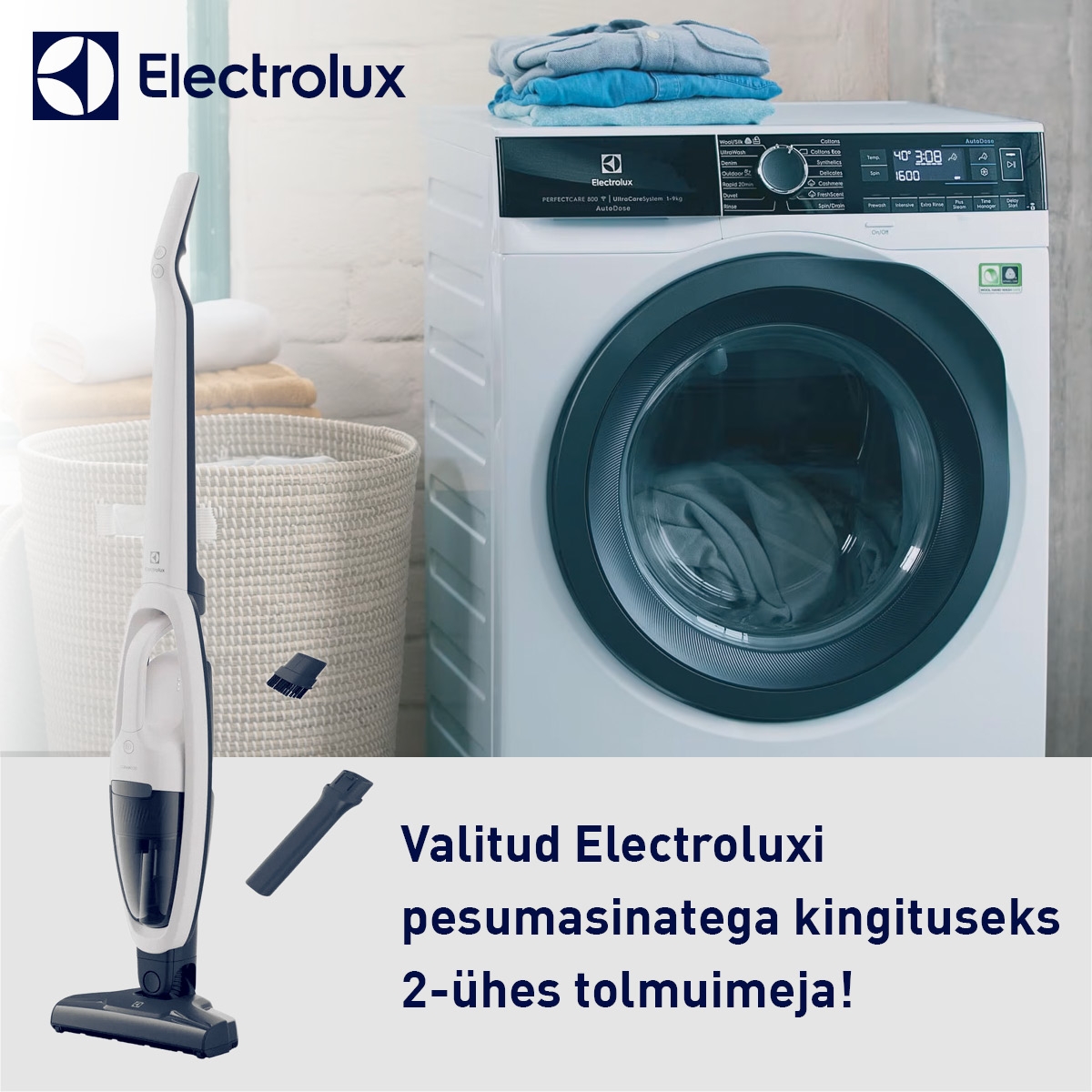 Valitud Electroluxi pesumasinaga (3 mudelit) kingituseks varstolmuimeja!