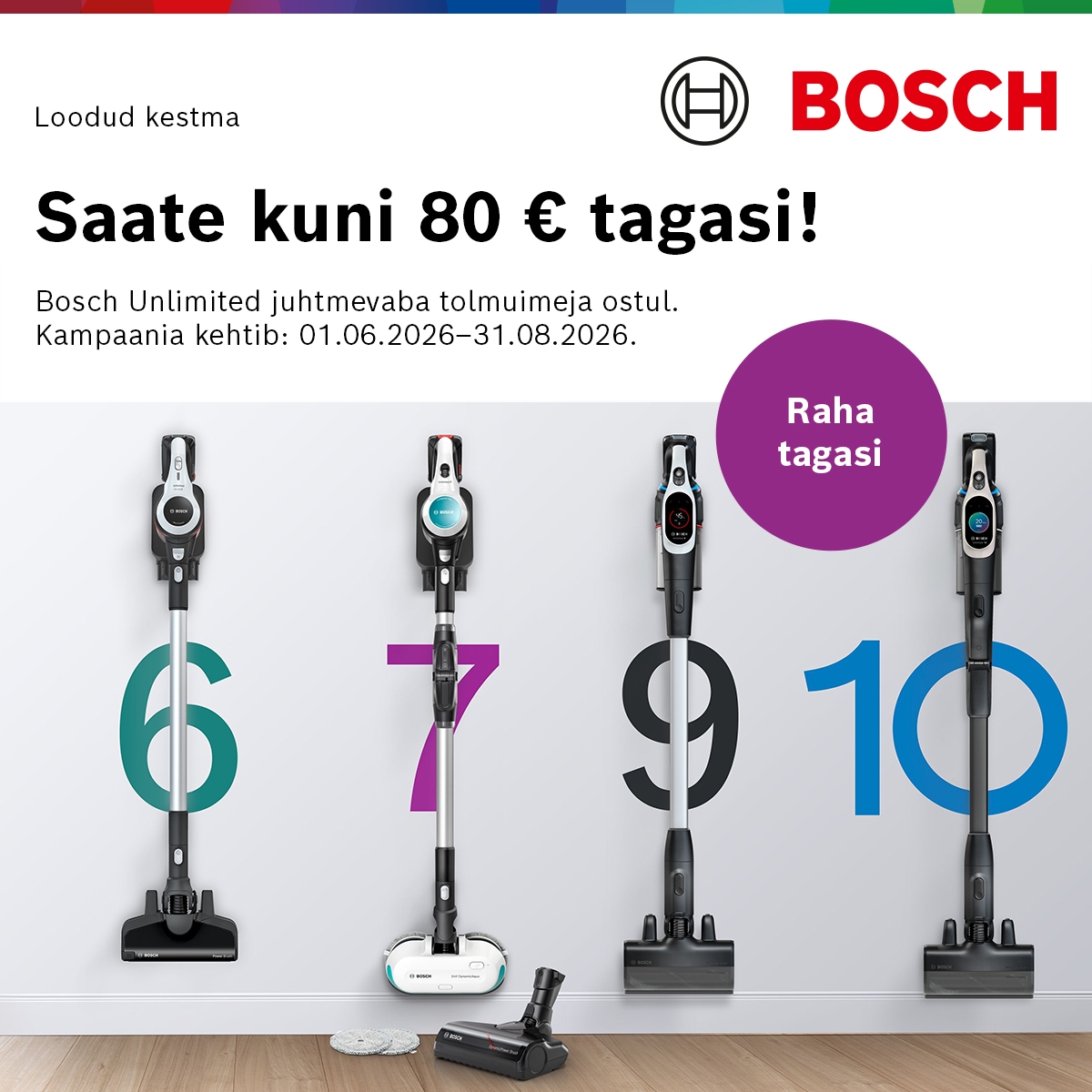 Bosch Unlimited varstolmuimeja ostja saab 20-80 € tagasi