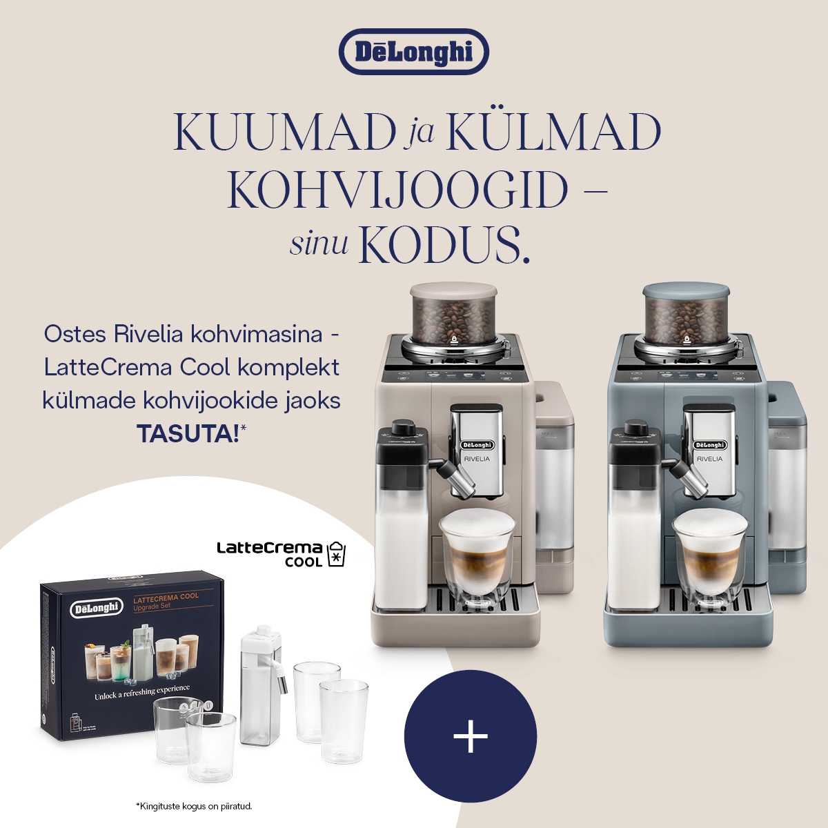 De'Longhi Rivelia ostuga kingituseks kaasa lisatarvikud külma piimavahu tegemiseks