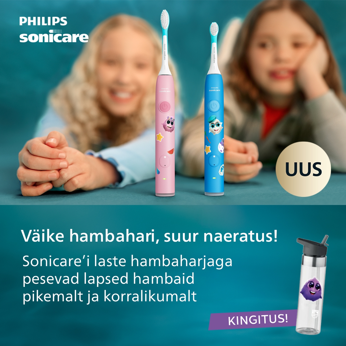 	Philips Sonicare laste hambaharjaga kingituseks kaasa Sparkly joogipudel