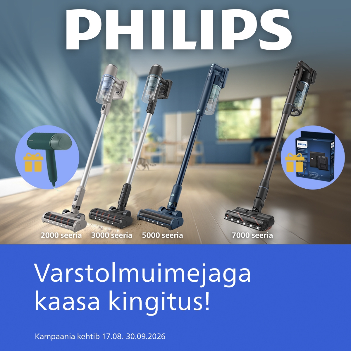 Philips 2000/3000/5000 seeria varstolmuimejaga kingituseks rõivaauruti!
