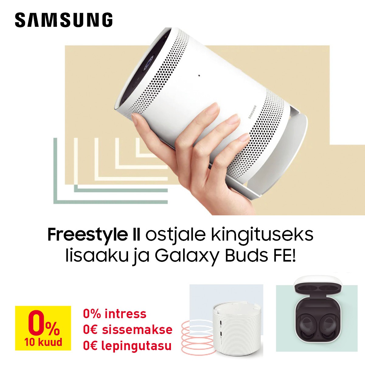 Samsung Freestyle II ostjale kingituseks lisaaku ja Buds FE (mustad) kõrvaklapid